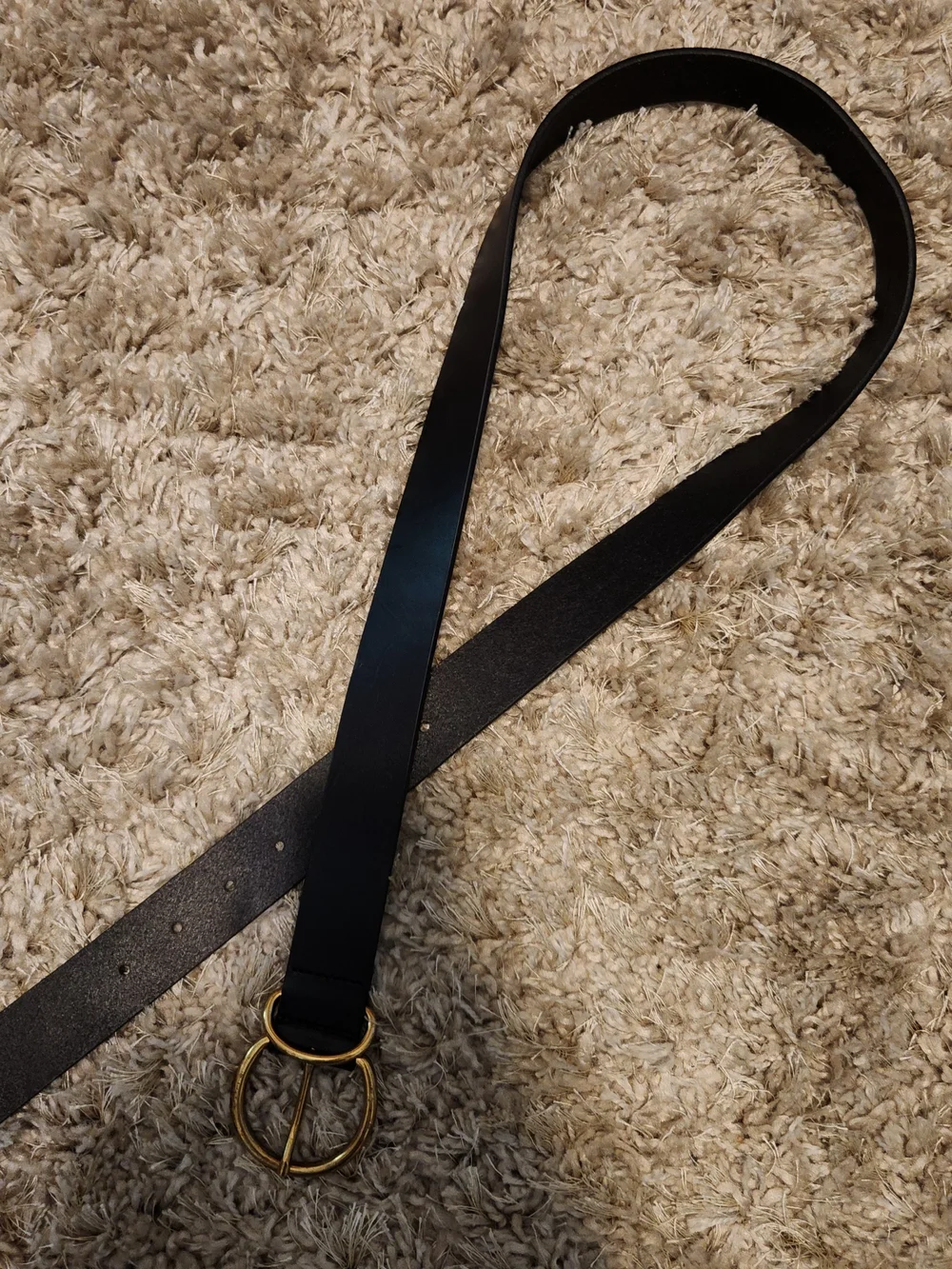 Madewell O-Ring Black Leather Belt with Gold Buckle